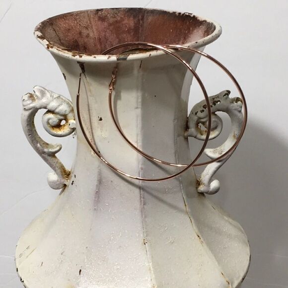 24KT Rose gold plated 3” hoop earrings. NWT - Picture 4 of 8